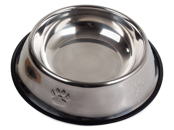 Comedero metalico para perro gato plata sobre caucho 1.3l