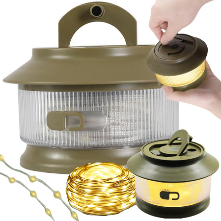 Luz de camping guirnalda led recargable en rollo 20m cálida