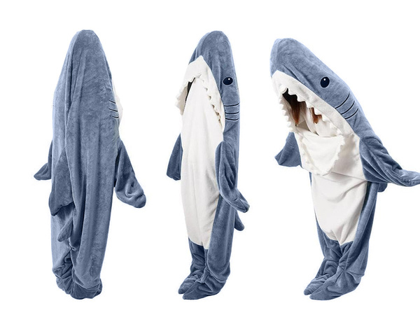 Couverture de requin pyjama vêtements de nuit costume chaud hiver capuche épais xl