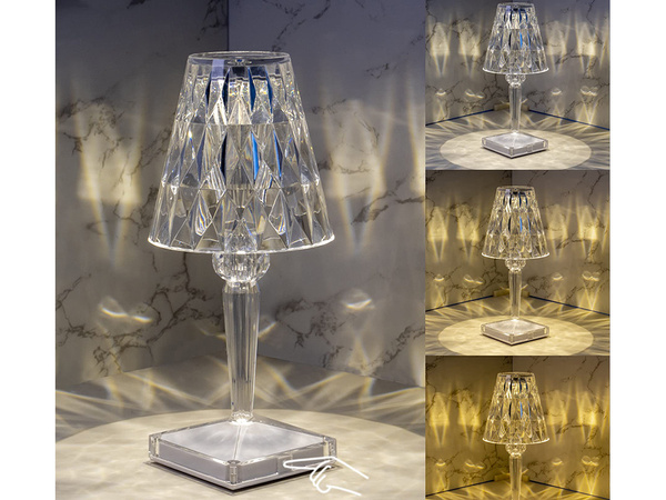 Lampe de table led cristal rgb telecommande usb