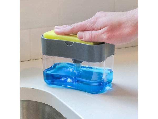 Dishwashing liquid dispenser sponge dispenser