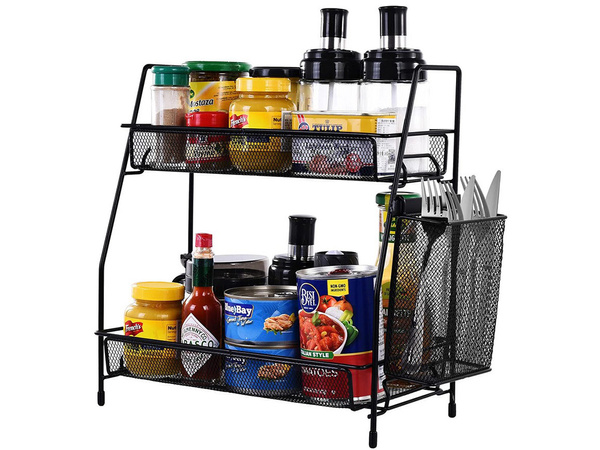 Étagère de cuisine loft organisateur de cuisine à deux étages avec panier