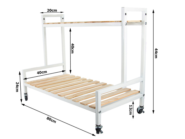 Drevený záhon na črepníkové kvety dvojposchodový regál na kolieskach terasa