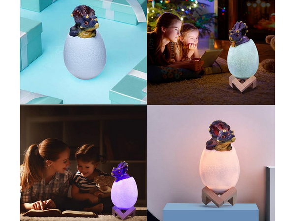 Dinosauří noční světlo triceratops vejce rgb vedlo svítící vejce pro děti