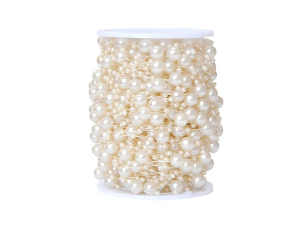 Perlas blancas perlas de araña árbol de navidad cadena de cuentas carrete 10mm 5m