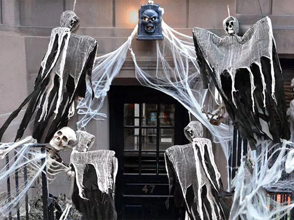 Dekoracja halloween wisząca ozdoba duch szkielet śmierć zjawa czaszka 80 cm