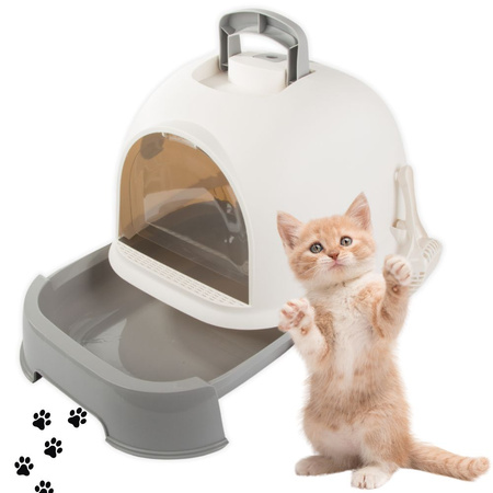 Bandeja sanitaria para gatos grande cerrada para arena pala extraíble resistente