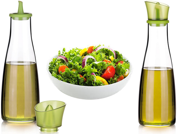 Oil and vinegar bottle glass dispenser with herb dispenser 0.5l