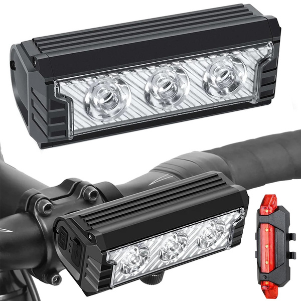 Bicicleta led luz delantera trasera usb batería manillar conjunto