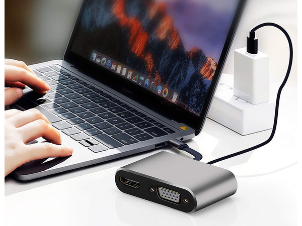 Adaptér usb-c na hdmi 4k vga hub usb 3.0 usb-c power delivery adapter