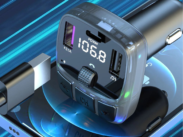 Auto mp3/wma ülevõtja 2xusb + usb c bluetooth 5.3 led qc 3.0