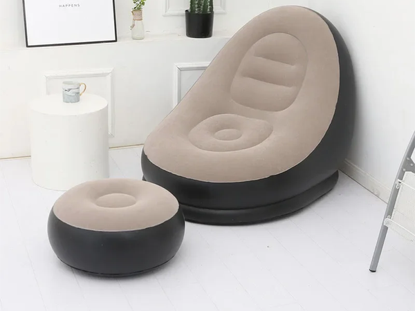Fauteuil de jardin chaise longue gonflable plage pouf repose-pieds confortable