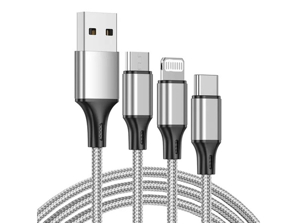 3en1 cable usb para teléfono lightning cable iphone micro usb tipo-c 1.2m