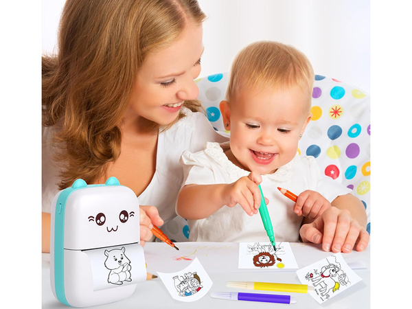 Mini traadita termoprinter, käsitaskuvõimalusega fotode ja märkmeid printimiseks