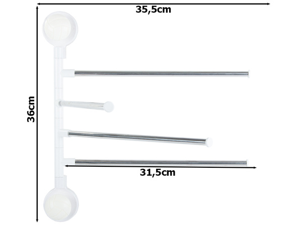 Porte-serviettes de salle de bain pivotant 4 bras