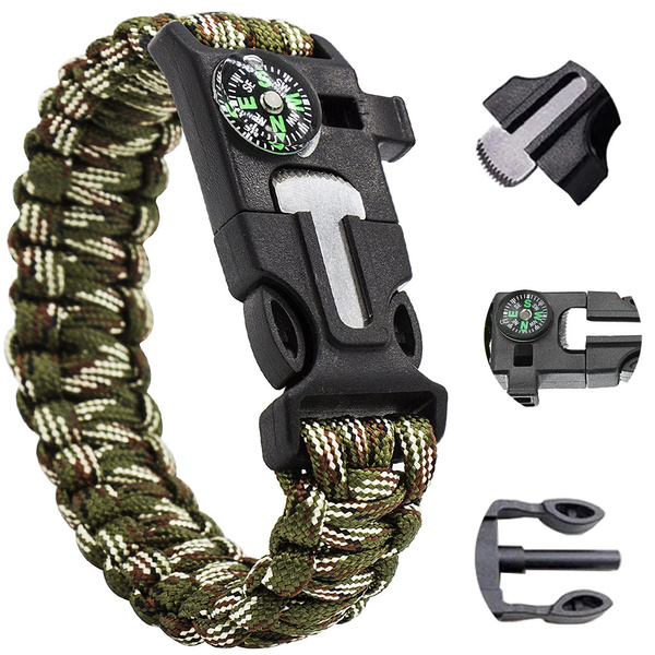 Zapestnica za preživetje zapestnica 5v1 kompas flint vrv nož paracord vrv