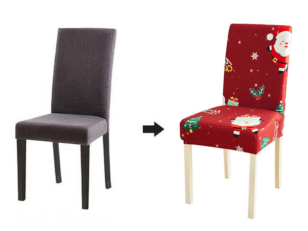 Vianočný poťah na stoličku, dekoratívny, univerzálny, Santa Claus, s gumičkou