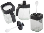 Recipientes de cristal para especias con cuchara juego de 3 piezas