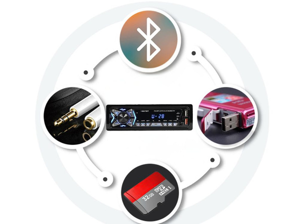 Autorádio bluetooth usb aux sd 1-din reproduktor dálkové ovládání