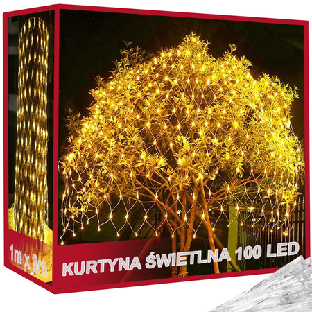 Svetlobna zaslonska zavesa 100 led božičnih luči zunanja bela topla 1x2m