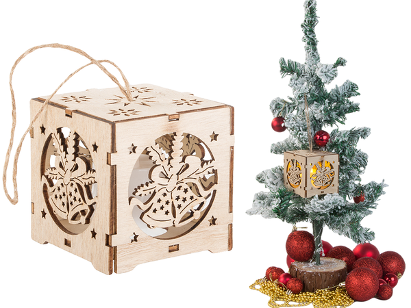 Lemn agățat lanternă copac de crăciun iluminat crăciun ornament clopote