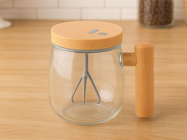 Savaiminio maišymo puodelis kavai, arbatai ir gėrimams, stiklinis, elektrinis, 400 ml