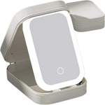 Make-up-spiegel mit led-beleuchtung organizer für reisekosmetik