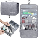Travel cosmetics bag, hanging organiser for the bathroom, with zip, hook and handle
