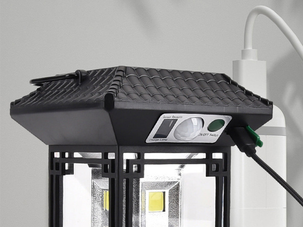 Lampe solaire avec capteur de mouvement crépusculaire 5 modes 60 led cob avec télécommande