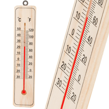 Domestic wood indoor outdoor thermometer