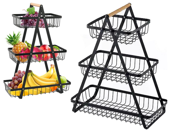 Raft de bucătărie loft bucătărie organizator trei etaje stand cu coș