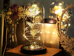 Rosa eterna en caja de cristal luminosa led de regalo para la ocasión de la mujer