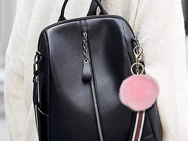 Porte-clés pendentif sac pompon fourrure tinsel pour sacs à main