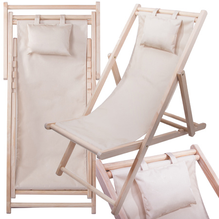 Wooden deckchair beach chairs folding garden cushion beach chair