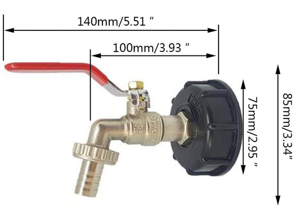 Tap for mauser tank 1000l hose valve 1/2