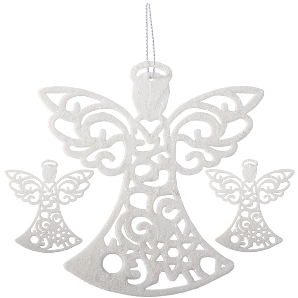 Árbol de navidad colgantes ángel 3pcs brillo adornos