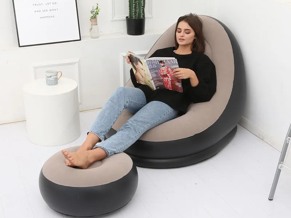Garden armchair lounger inflatable beach pouf footrest comfortable