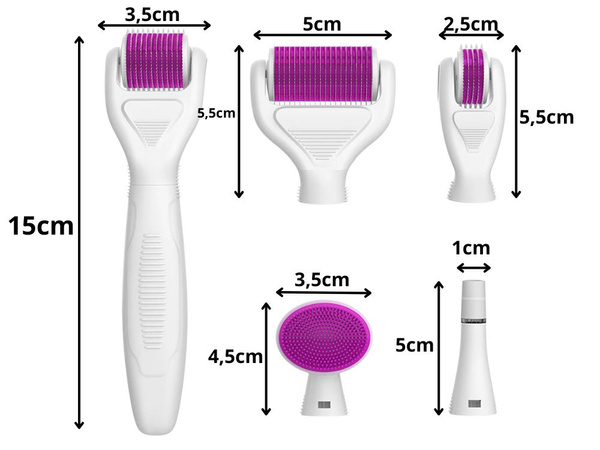 Derma roller para mesoterapia con microagujas cara cuello cuerpo kit 6 en 1