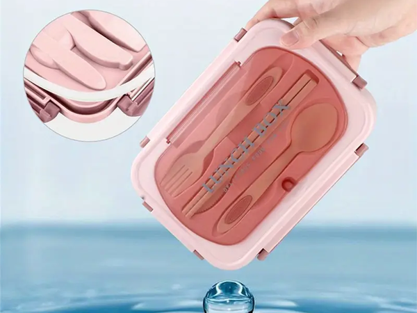 Lunchbox snídaňový box na snídani oběd s přihrádkami příbory