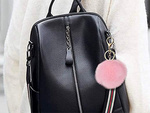 Key ring pendant bag pompon fur tinsel for handbags