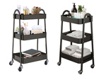 Estante de cocina armario de baño con ruedas estante de metal tres niveles 3