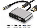 Adapter usb-c v hdmi 4k vga vozlišče usb 3.0 usb-c adapter za prenos energije