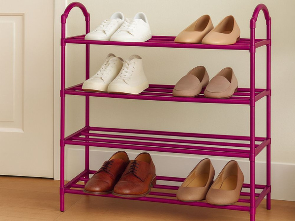 Raft pentru pantofi organizator pentru pantofi dulap stivuibil roz raft cu 4 niveluri mare