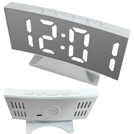 Reloj electrónico digital led despertador termómetro espejo de pie usb memoria