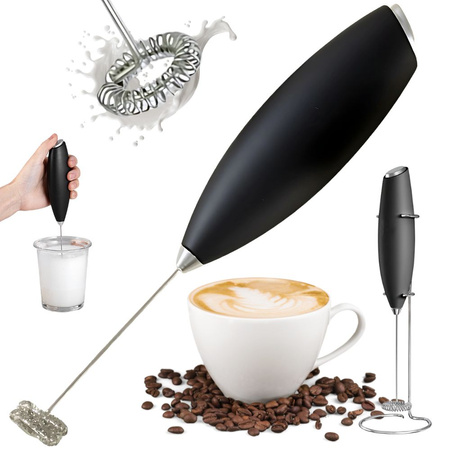 Espumador de leche para café, batidora manual, mini batidora eléctrica con soporte
