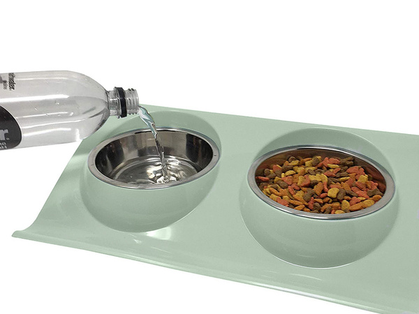 Dvigubas dubenėlis šuniui ir katei metalinis su pagrindu