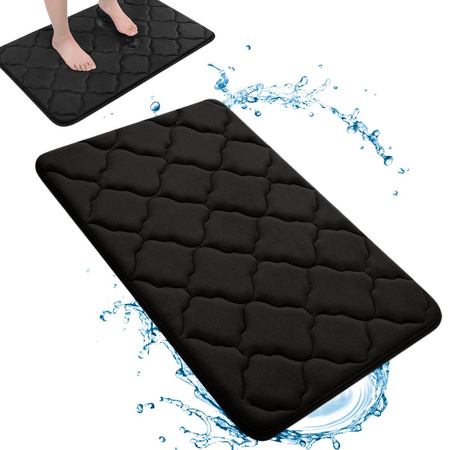 Alfombra de baño negra suave absorbente de agua antideslizante memory foam