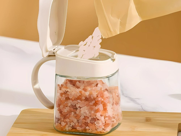 Pojemnik na przyprawy kuchenny z uchwytem szklany 300ml słoik + łyżeczka