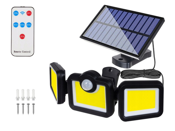 Lampe solaire avec capteur de mouvement crépusculaire 171 led panneau séparé jardin
