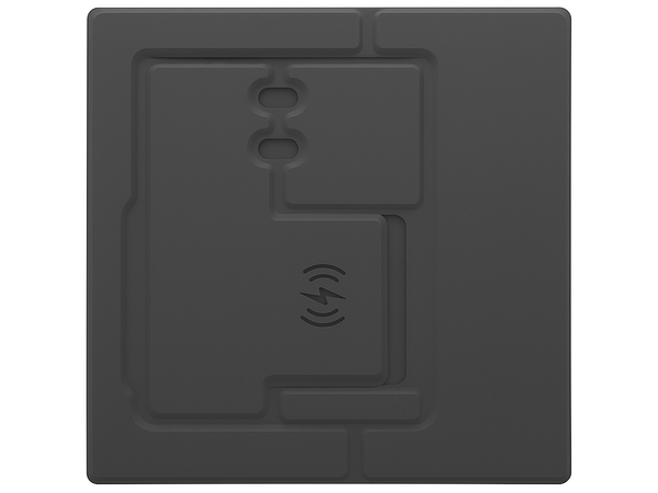 Mouse pad wireless inductive charger for phone organizer